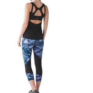 5 for $25| Lululemon Pace Rival Crop 22" Pretty Prism Multi Black Leggings